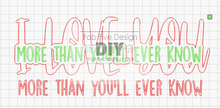 Load image into Gallery viewer, Layered Words: I Love You More Than You&#39;ll Ever Know: SVG FILE LASER GLOWFORGE