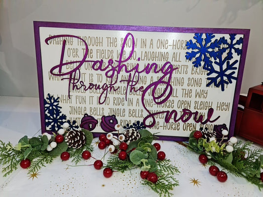 Layered Christmas Carol: Dashing Through the Snow Jingle Bells SVG File Laser Ready